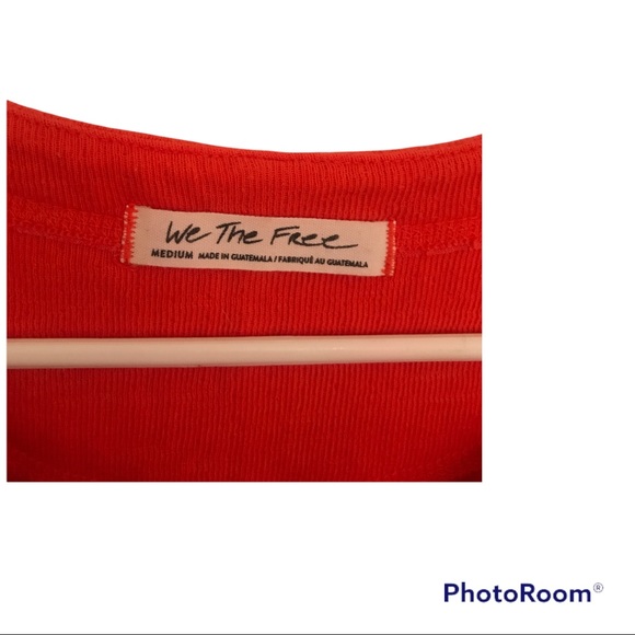 Free People We the Free orange thermal henley button up shirt - Picture 5 of 6